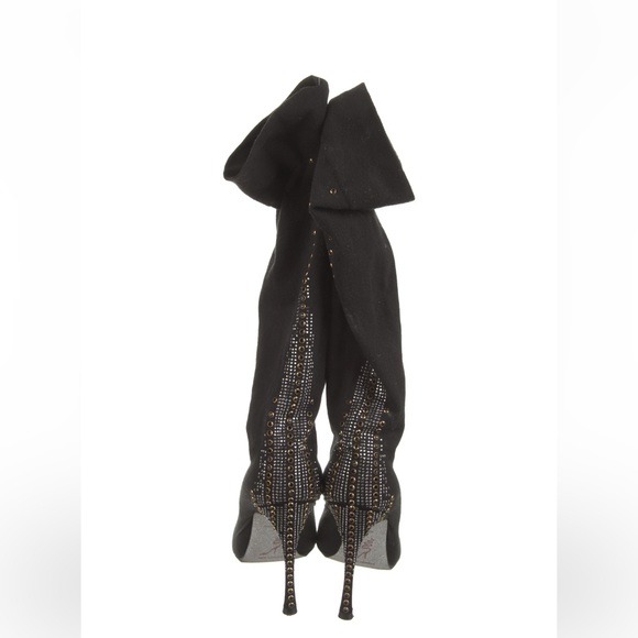 René Caovilla Mid-Calf Embellished Sock Boots - Picture 1 of 4